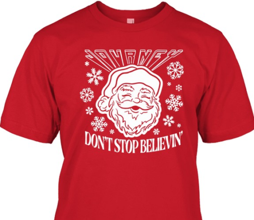 dont stop believin santa christmas shirt